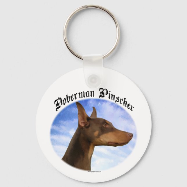 Doberman Pinscher Clouds Keychain (Front)