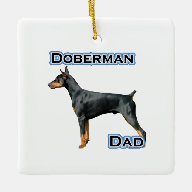 Doberman Pinscher Dad 4 - Keychain Ceramic Ornament (Front)