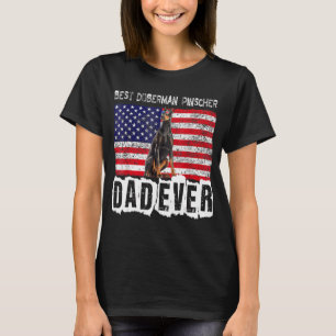 Doberman Pinscher Dad Usa American Flag Dog  Owner T-Shirt