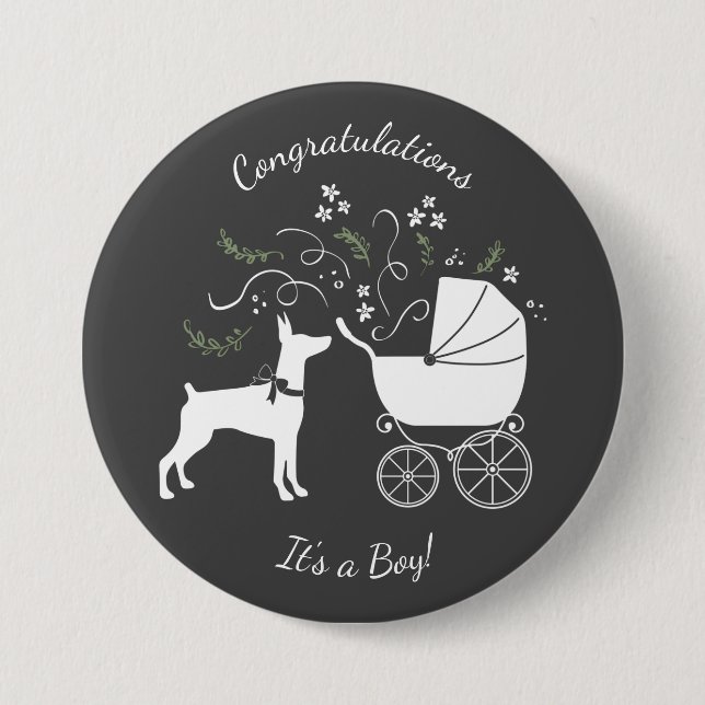 Doberman Pinscher Dog Baby Shower 7.5 Cm Round Badge (Front)