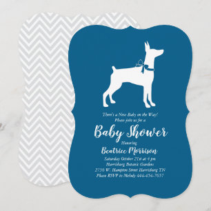 Doberman Pinscher Dog Baby Shower Blue Boy Invitation