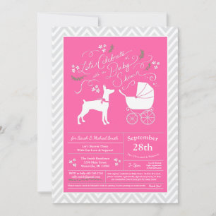 Doberman Pinscher Dog Baby Shower Pink Girl Dobie Invitation