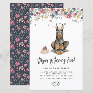 Doberman Pinscher Dog Birthday Invitation