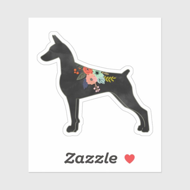 Doberman Pinscher Dog Breed Boho Floral Silhouette (Sheet)