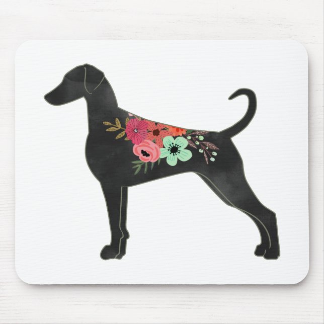Doberman Pinscher Dog Breed Boho Floral Silhouette Mouse Pad (Front)
