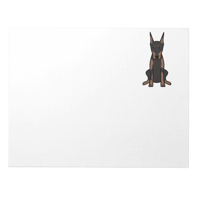 Doberman Pinscher Dog Cartoon Notepad (Front)