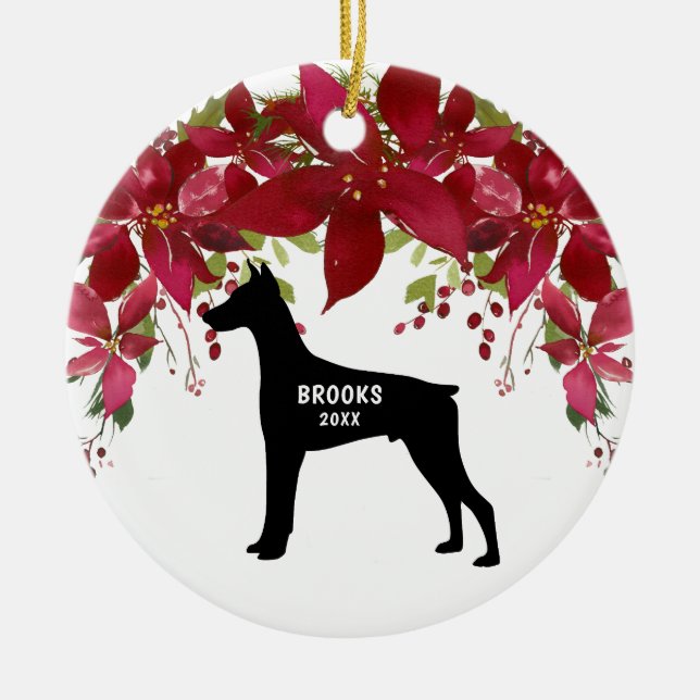 Doberman Pinscher Dog Christmas Tree Ceramic Tree Decoration (Front)