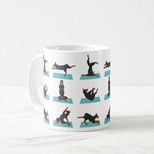 Doberman Pinscher dog doing yoga Coffee Mug