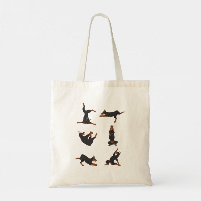 Doberman Pinscher dog doing yoga Tote bag (Back)