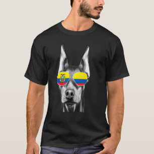 Doberman Pinscher Dog Ecuador Flag Sunglasses T-Shirt