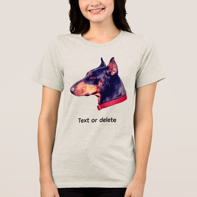 Doberman Pinscher Dog Face Personalized Tri-Blend Shirt (Front)