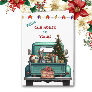 Doberman Pinscher Dog Farm Truck Christmas Card