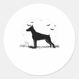 Doberman Pinscher Dog � Halloween Moon Silhouette  Classic Round Sticker
