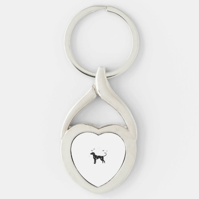 Doberman Pinscher Dog – Halloween Moon Silhouette  Key Ring (Front)