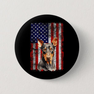 Doberman Pinscher Dog Lover Flag 4th of July 6 Cm Round Badge