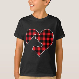 Doberman Pinscher Dog Merry Christmas Buffalo Plai T-Shirt