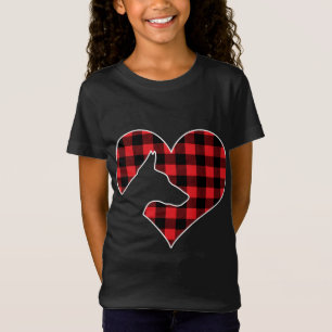 Doberman Pinscher Dog Merry Christmas Buffalo Plai T-Shirt