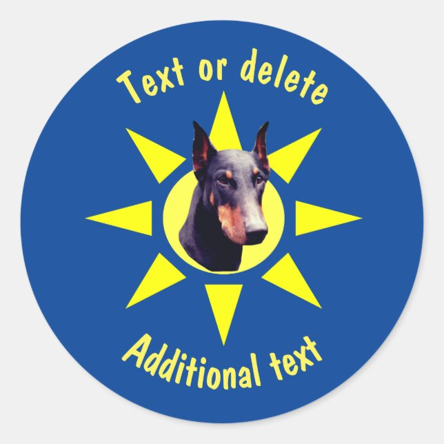 Doberman Pinscher Dog Personalised Classic Round Sticker (Front)
