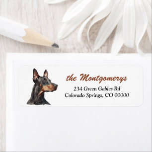 Doberman Pinscher Dog Portrait Return Address
