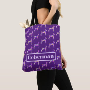 Doberman Pinscher Dog Purple Silhouette Personal Tote Bag