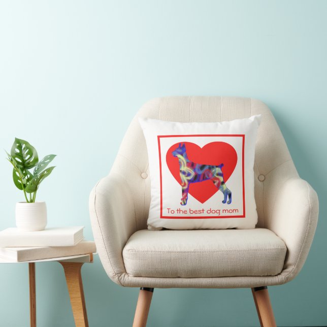 Doberman Pinscher Dog Red Heart Mother’s Day Cushion (Chair)