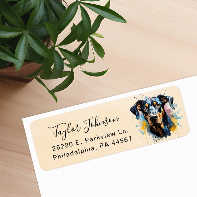 Doberman Pinscher Dog Return Address Label (Creator Uploaded)