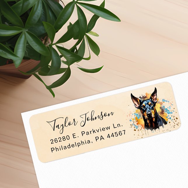 Doberman Pinscher Dog Return Address Label (Creator Uploaded)