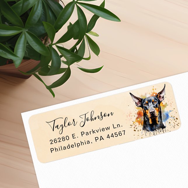 Doberman Pinscher Dog Return Address Label (Creator Uploaded)