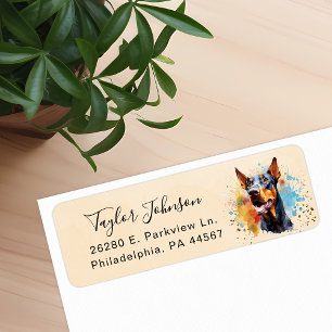 Doberman Pinscher Dog Return Address Label