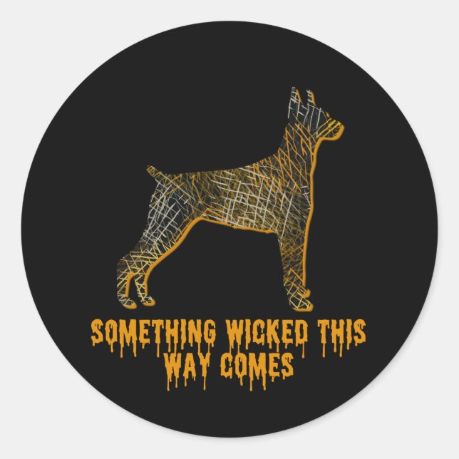Doberman Pinscher Dog Silhouette Fun Halloween Classic Round Sticker (Front)