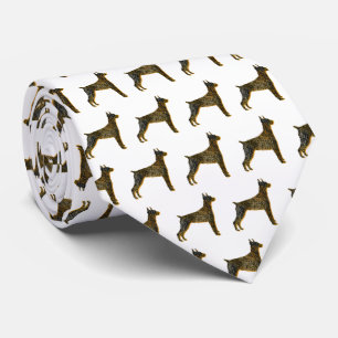 Doberman Pinscher Dog Silhouette Halloween White Tie