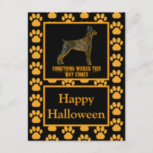 Doberman Pinscher Dog Silhouette Happy Halloween Postcard