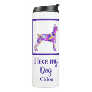 Doberman Pinscher Dog Silhouette Purple PY&B Thermal Tumbler