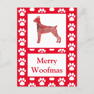 Doberman Pinscher Dog Silhouette R Merry Christmas Postcard