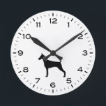 Doberman Pinscher Dog Silhouette Round Clock<br><div class="desc">A fun wall clock for the home or office. Makes an original gift for Doberman Pinscher lovers. Check out Jenn’s Doodle World for even more decorative clocks and dog breed themed home decor.</div>