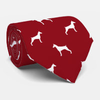 Doberman Pinscher Dog Silhouettes Pattern Red
