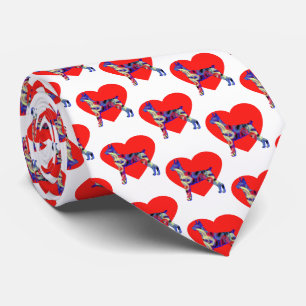 Doberman Pinscher Dog Valentines Day White Neck Tie