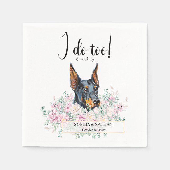 Doberman Pinscher Dog Wedding Cocktail Napkins (Front)