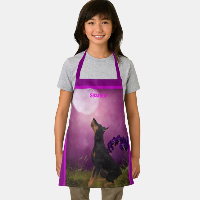 Doberman Pinscher Fantasy Moon Personalised Apron (Insitu)