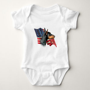 Doberman Pinscher Flag Baby Bodysuit