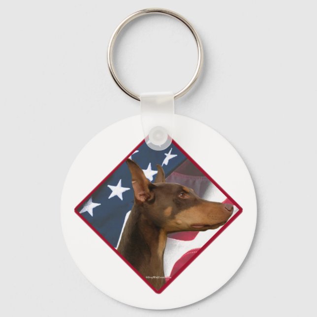 Doberman Pinscher Flag Keychain (Front)