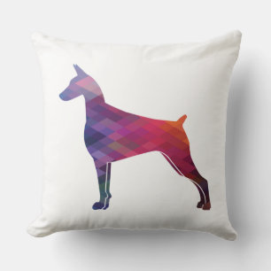 Doberman Pinscher Geometric Pattern Purple Cushion