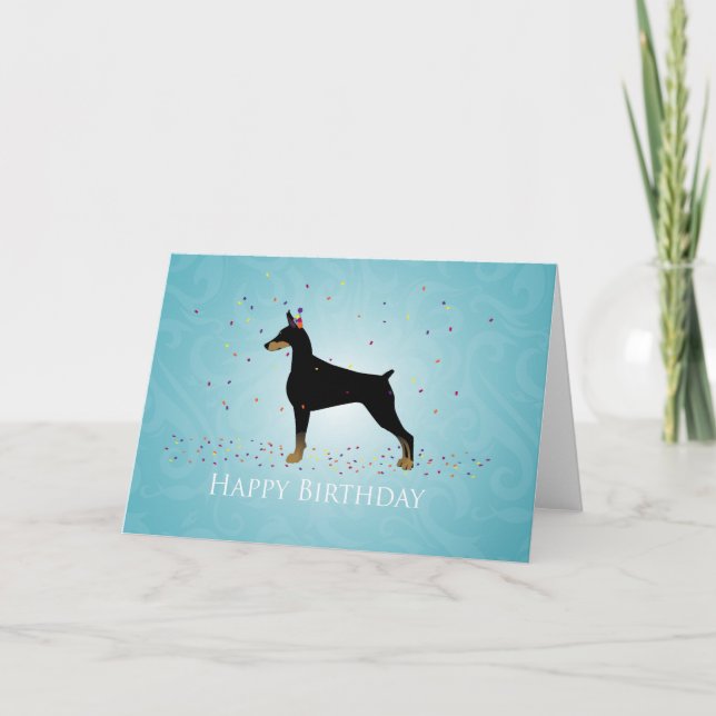Doberman Pinscher Happy Birthday Design Card (Front)