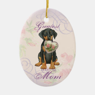 Doberman Pinscher Heart Mum Ceramic Ornament