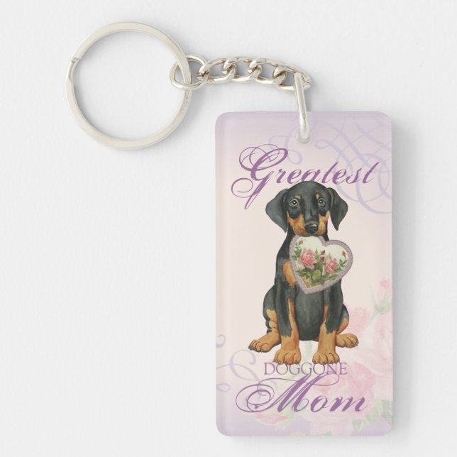 Doberman Pinscher Heart Mum Key Ring (Front)