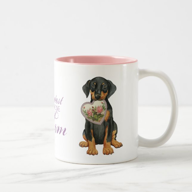 Doberman Pinscher Heart Mum Two-Tone Coffee Mug (Right)