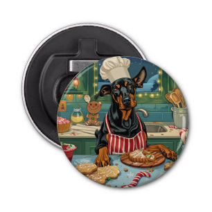 Doberman Pinscher Holiday Baking Festive Christmas Bottle Opener