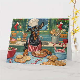 Doberman Pinscher Holiday Baking Festive Christmas Card