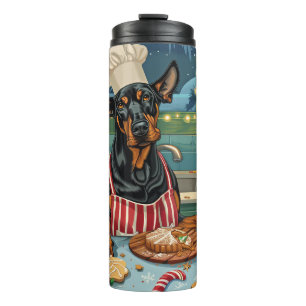 Doberman Pinscher Holiday Baking Festive Christmas Thermal Tumbler