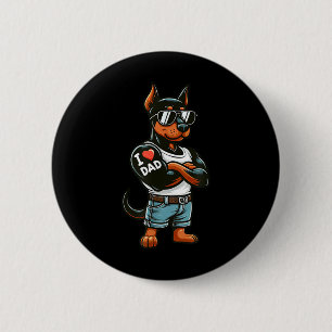 Doberman Pinscher I Love Dad Funny Dog Tattoo  6 Cm Round Badge